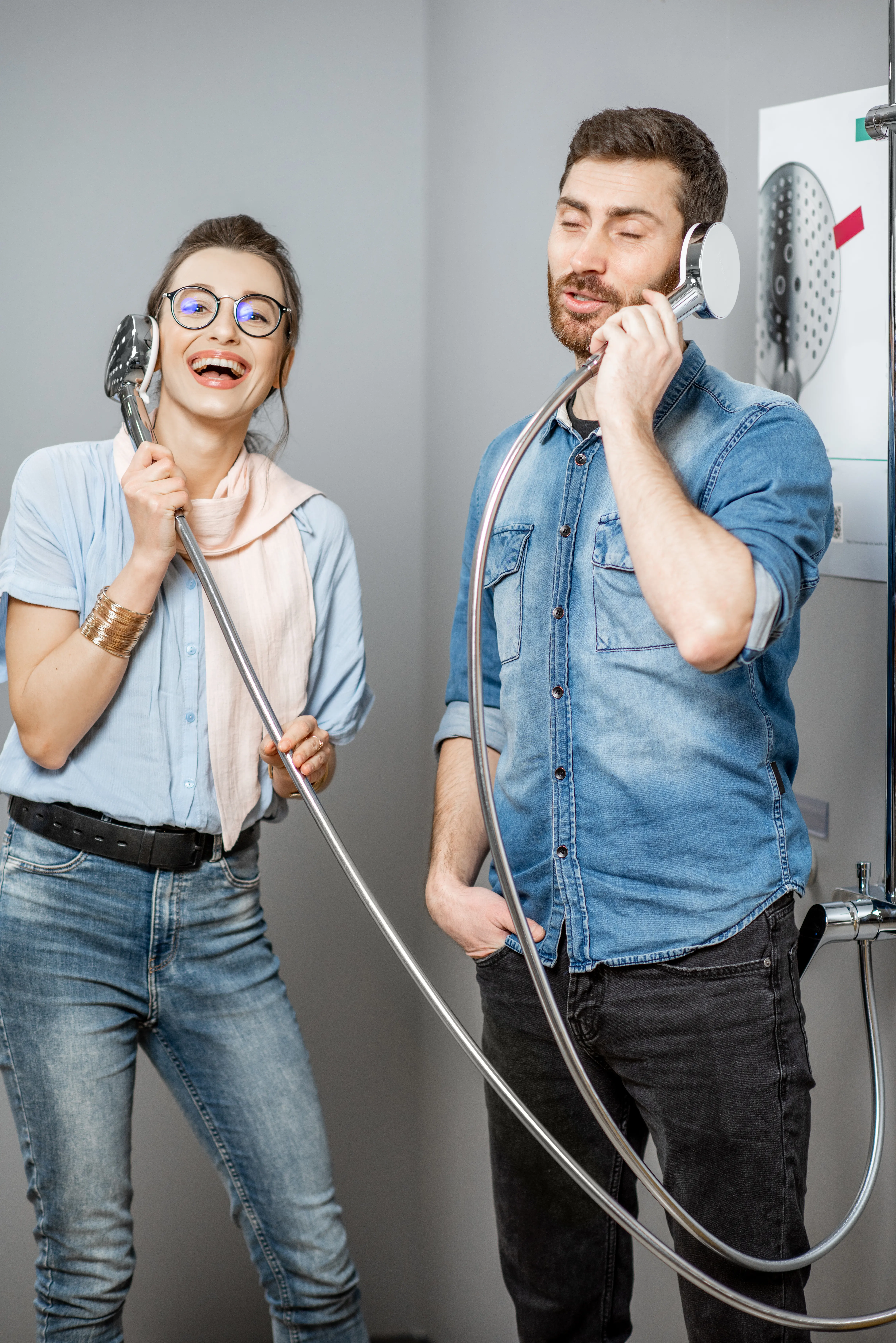 Mitarbeiter von Haustechnik Krause im Gespräch mit Kundin am Esstisch